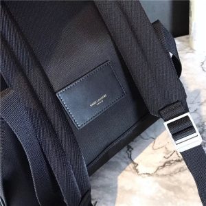 Yves Saint Laurent City Backpack With Pocket Patch Black Twill And Leather