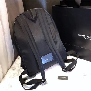 Yves Saint Laurent City Backpack With Pocket Patch Black Twill And Leather