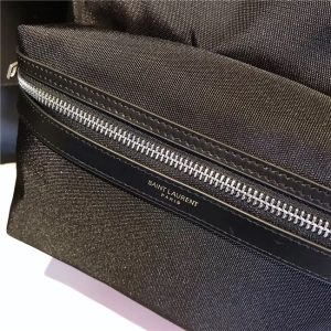 Yves Saint Laurent City Backpack With Pocket Patch Black Twill And Leather