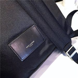Yves Saint Laurent City Backpack With Pocket Patch Black Twill And Leather
