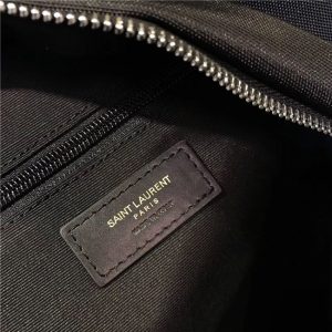Yves Saint Laurent City Backpack With Pocket Patch Black Twill And Leather