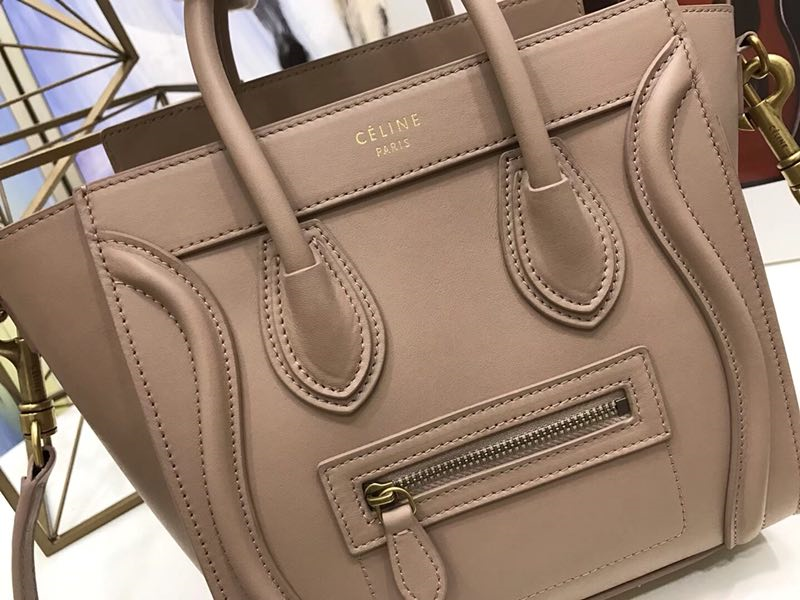Celine Nano Luggage Smooth Leather Taupe