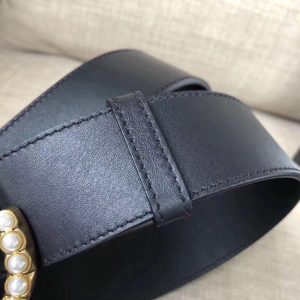 Gucci Leather Belt w/ Pearl Double G