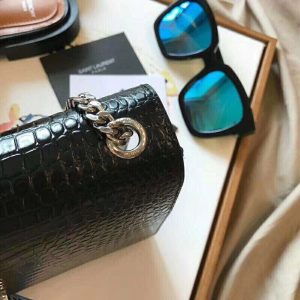 Yves Saint Laurent Medium Kate Tassel Chain Bag Crocodile Embossed Shiny Leather (Varied Colors)