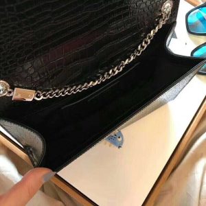 Yves Saint Laurent Medium Kate Tassel Chain Bag Crocodile Embossed Shiny Leather (Varied Colors)