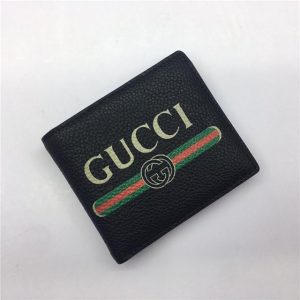 Gucci Print Leather Bi-Fold Wallet Black