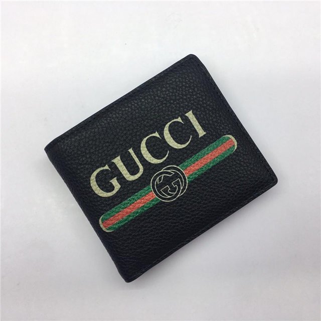 Gucci Print Leather Bi-Fold Wallet Black