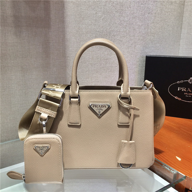 Prada Saffiano Leather Handbag Beige 1BA296