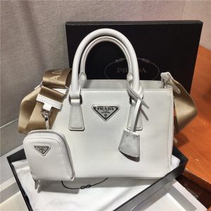 Prada Saffiano Leather Handbag White 1BA296