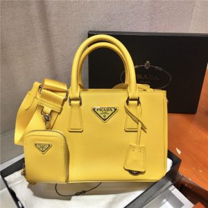 Prada Saffiano Leather Handbag Yellow 1BA296