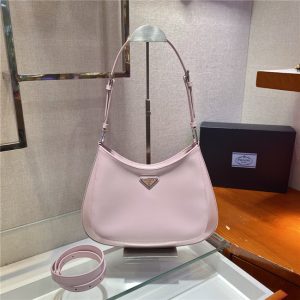 Prada Large Cleo Brushed Leather Shoulder Pink Bag 1BC156B