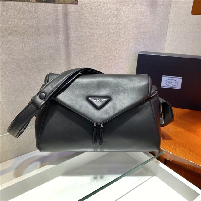 Prada Signaux Padded Nappa Black Leather Bag 1BC165