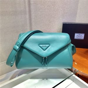 Prada Signaux Padded Nappa Peacock Leather Bag 1BC165