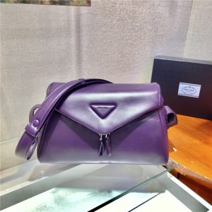 Prada Signaux Padded Nappa Violet Leather Bag 1BC165