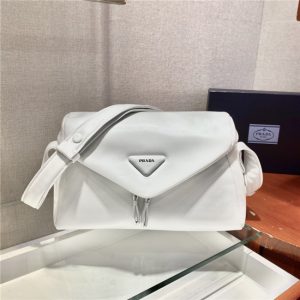 Prada Signaux Padded Nappa White Leather Bag 1BC165
