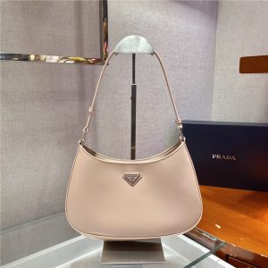 Prada Cleo Brushed Leather Shoulder Pink Bag