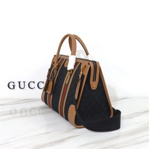 715666 Black GG Canvas/Brown-2