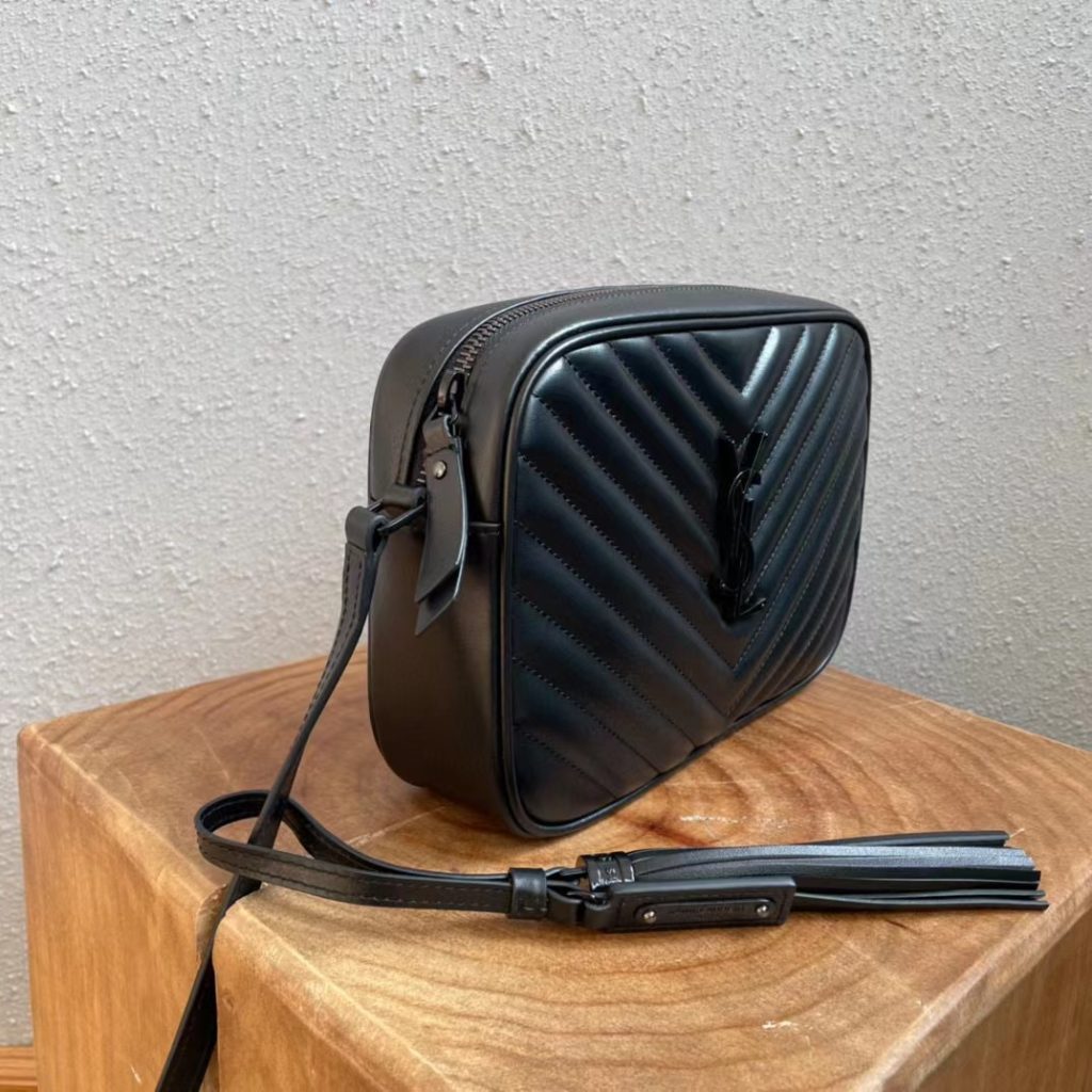 YSL Lou Camera Bag Matelasse Leather BLACK w BLACK H/W