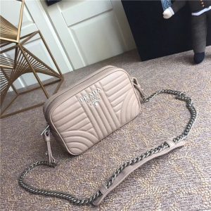 Prada Diagramme Leather Cross-Body Bag Beige 1BD083