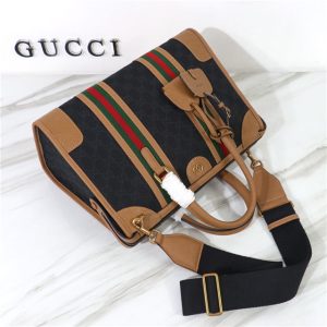 715666 Black GG Canvas/Brown-4