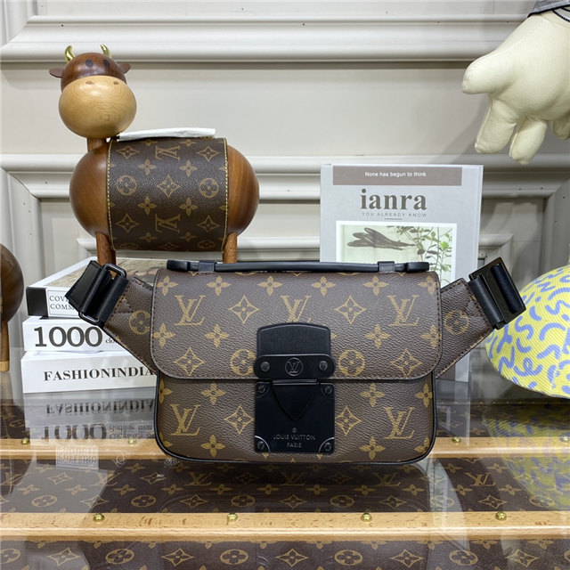 Louis Vuitton S Lock Sling Monogram Macassar Canvas Black M45807