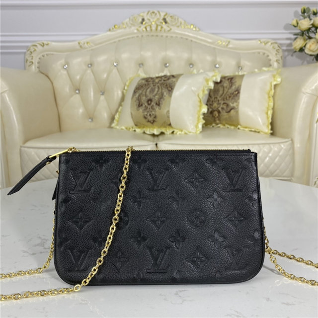 Louis Vuitton Double Zip Pochette Monogram Empreinte Leather Black