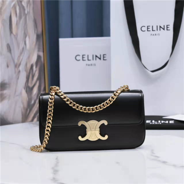 Celine Chain Shoulder Bag Triomphe 197993 Black-1.jpg