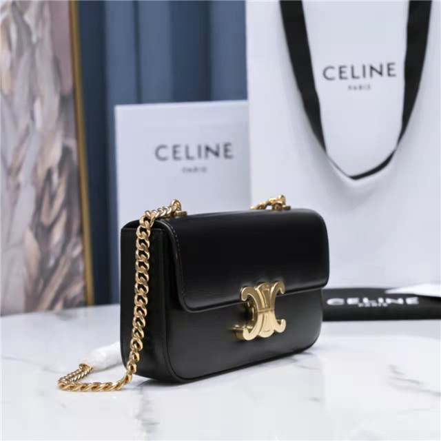 Celine Chain Shoulder Bag Triomphe 197993 Black-2.jpg