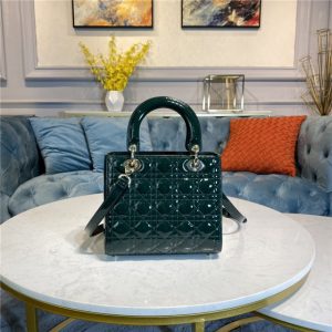 Medium Lady Dior Bag M0565 Green Patent-3.jpg