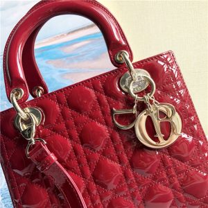 Medium Lady Dior Bag M0565 Red Patent-5.jpg