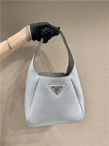 Prada Leather Handbag 1BC127 Light Grey-2.jpg