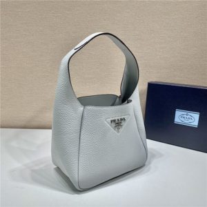 Prada Leather Handbag 1BC127 Light Grey-3.jpg