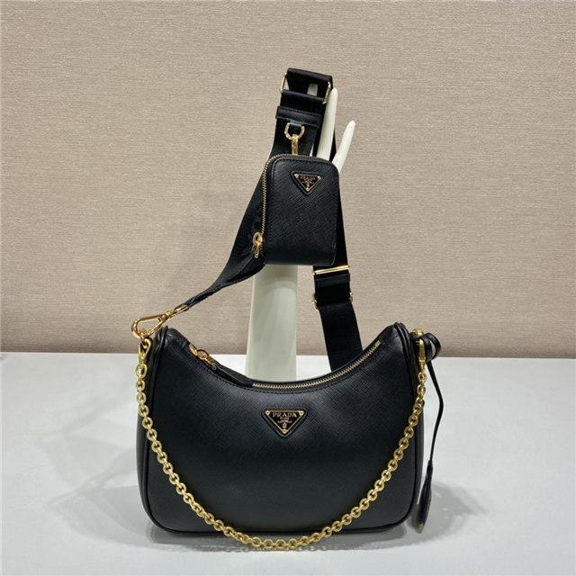 Prada Re-Edition 2005 1BH204 Black Saffiano leatherGold