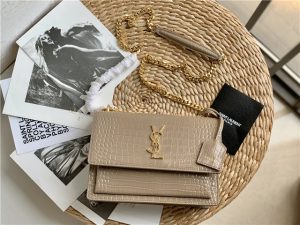 Sunset Medium 442906 Beige Crocodile Embossed LeatherGold-1.jpg
