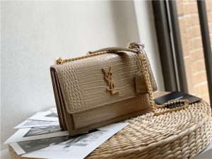Sunset Medium 442906 Beige Crocodile Embossed LeatherGold-2.jpg