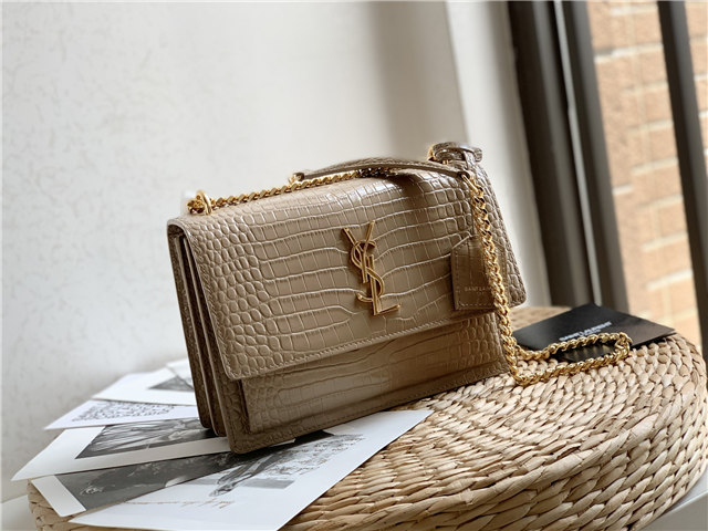 Sunset Medium 442906 Beige Crocodile Embossed LeatherGold-2.jpg
