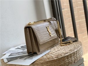 Sunset Medium 442906 Beige Crocodile Embossed LeatherGold-3.jpg