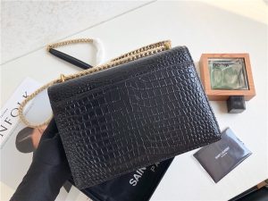Sunset Medium 442906 Black Crocodile Embossed LeatherGold-3.jpg