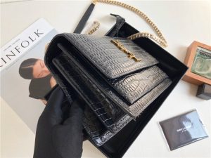 Sunset Medium 442906 Black Crocodile Embossed LeatherGold-4.jpg