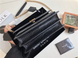 Sunset Medium 442906 Black Crocodile Embossed LeatherGold-5.jpg