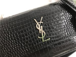 Sunset Medium 442906 Black Crocodile Embossed LeatherSilver-5.jpg