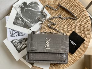 Sunset Medium 442906 Gray Crocodile Embossed LeatherSilver-1.jpg