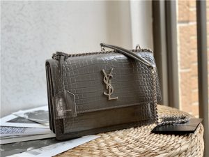 Sunset Medium 442906 Gray Crocodile Embossed LeatherSilver-2.jpg
