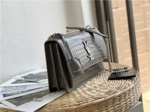 Sunset Medium 442906 Gray Crocodile Embossed LeatherSilver-3.jpg