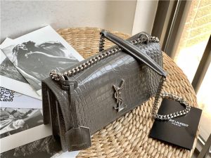 Sunset Medium 442906 Gray Crocodile Embossed LeatherSilver-4.jpg
