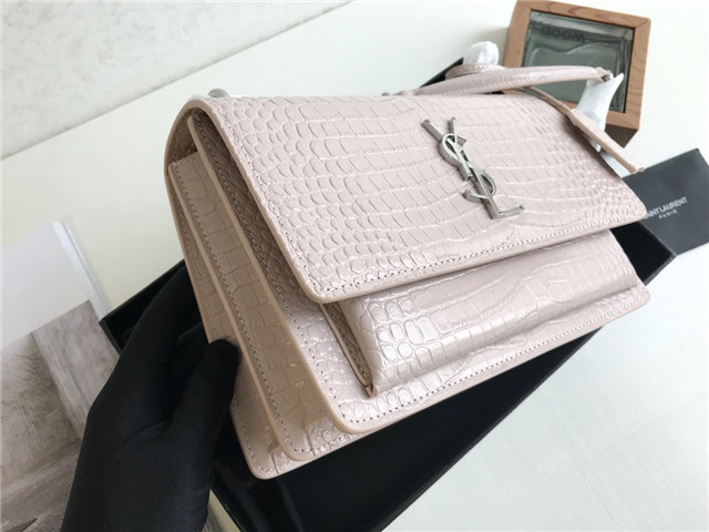 Sunset Medium 442906 Pink Crocodile Embossed LeatherSilver-2.jpg