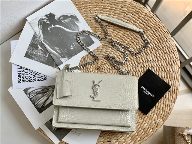 Sunset Medium 442906 White Crocodile Embossed LeatherSilver-1.jpg