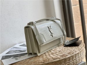 Sunset Medium 442906 White Crocodile Embossed LeatherSilver-3.jpg