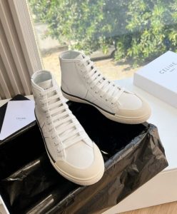 Celine Unisex As-02 Mid Low Lace-Up Celine Alan Sneakers White-3