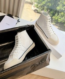 Celine Unisex As-02 Mid Low Lace-Up Celine Alan Sneakers White-4